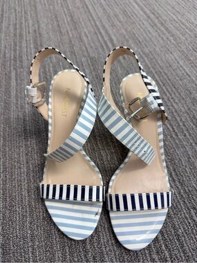 Nine West Navy & Light Blue Striped Slingback Heels